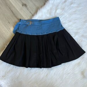 Black and Blue Pleated Skirt